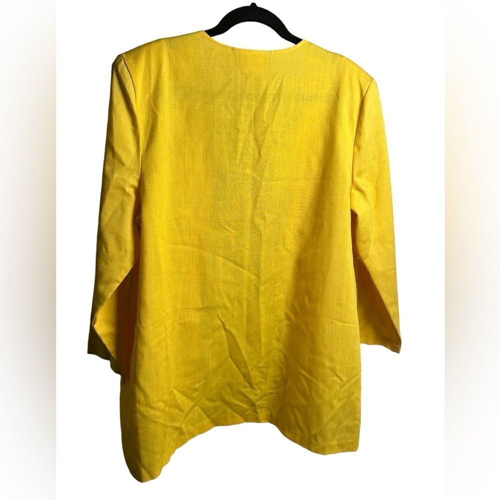 Vintage 80s Worthington Plus Size Yellow Long Sleeve Open Front Jacket - Size 18 - Picture 3 of 4